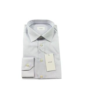 ETON Current Blue Pink Pattern AOP Slim Fit Button Front Size 17.5/44 NWT